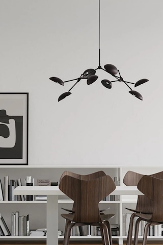 101 Copenhagen Drop Chandelier Mini Pirinç Kaplama Dekoratif Tasarım Avize Yanmış Siyah