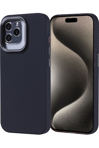 Apple Uyumlu iPhone 15 Pro Kılıf Kablosuz Şarj Özellikli Karbon Fiber Görünümlü Nekst Kapak