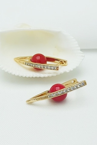 Rose Altın Kaplama Vip Seri Xuping Zirkon Taşlı V Küpe 2,8 CM