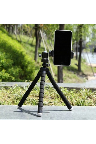 Canlı Yayın Selfie İçin Telefon Tutuculu Taşınabilir Mini Ahtapot Tripod Standı Kırmızı