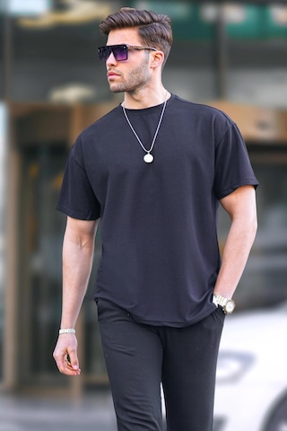 Madmext Siyah Basic Oversize Erkek Tişört 7010-siyah Siyah