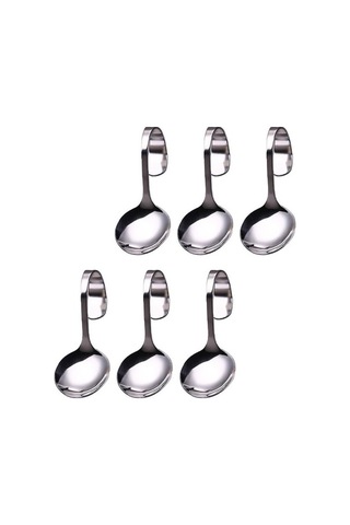 Fastbuy 6 Adet Kavisli Saplı Kaşık Seti: Tatlı, Salata, Ev Kullanımı İçin Paslanmaz Çelik