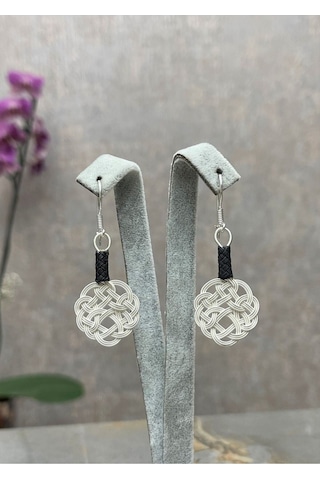 Aşk Düğümü Kazaziye Örme Gümüş Küpe - 04 Gümüş Siyah