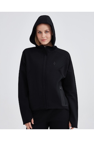 Skechers W 2Xı-Lock Full Zip Hoodie Sweatshirt Kadın Siyah Fermuarlı Eşofman Üstü S232209-001