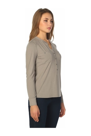 Bulalgiy Kadın Vizon Puantiyeli Bluz - Bga694800