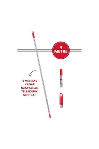 Flora Teleskopik Uzatmalı Metal Sırık Sap 4 Metre Yeni Tasatım