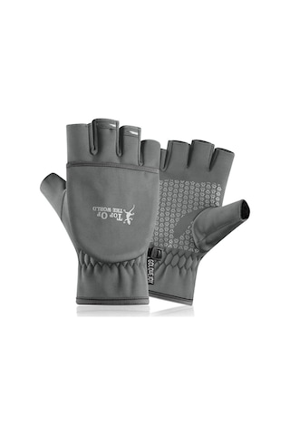 Wezone Kış Sporları İçin Sıcak Tutan Balıkçı Eldiveni - Gri, L Boy Gri