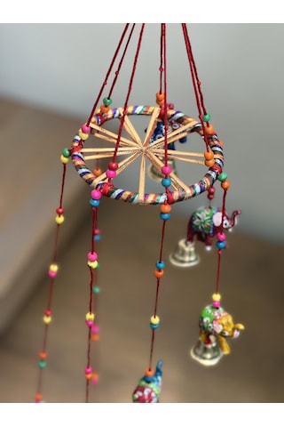 7 Filli Helezon Şeklinde Şans Ve Bereket Duvar Süsü / 7 Filli Ve 7 Çanlı Duvar/tavan Dekoru / Rüzgar Çanı