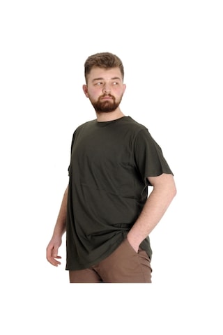 Mode Xl Büyük Beden Erkek Tshirt Bisiklet Yaka Basic 20031 Haki 001