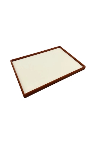 Süet Kumaş Krem-kahve Renk 34/24 Cm Takı Servis Sunum Tablası Çok Renkli
