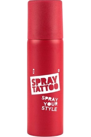 One Spray Tattoo Kırmızı Renk Geçici Dövme Spreyi + Sürpriz Şablon