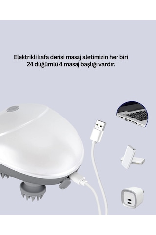 Kablosuz Kafa Ve Vücut Masaj Aleti Taşınabilir Tasarım Açık Bej