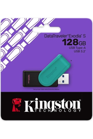 Kingston Dtxs-128gb 128gb Portable Usb 3.2 Gen1 Datatraveler Exodias Black-turquoise Flash Bellek