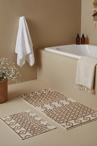 Etnik Desen 2 Li Banyo & Klozet Paspas Takımı Çok Renkli