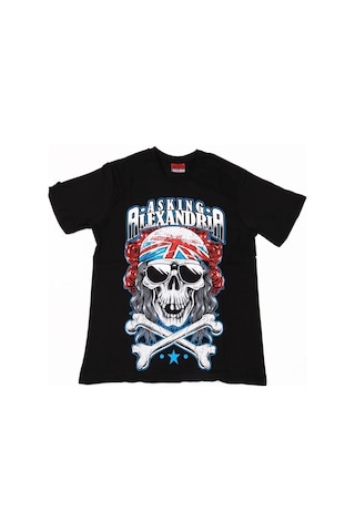 Asking Alexandria Grey Skull Tişört Siyah Çok Renkli