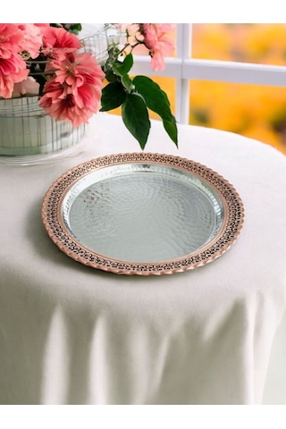 Modabakır Bakır Supla, Tabak Petek İşlemeli 30 Cm Model:asd33444 Bakır