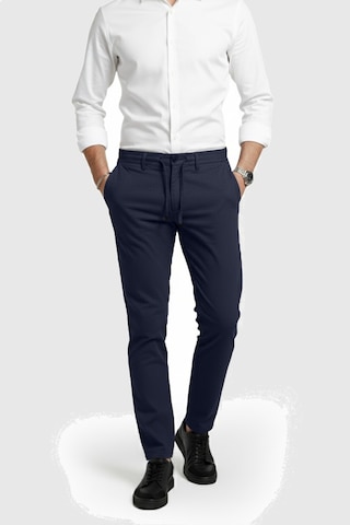 Deepsea Erkek Lacivert Likralı Gofre Kumaş Beli Lastikli İpli Slim Fit Günlük Pantolon 2600650 Lacivert