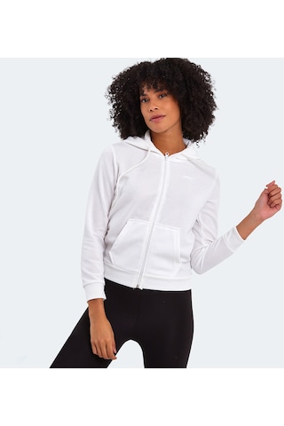 Slazenger PEMA I Kadın Fermuarlı Kapüşonlu Cepli Bej Sweatshirt