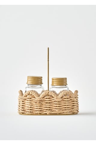 Bella Maison Scallop Cam Tuzluk Biberlik Seti Naturel 16,5x9,5x18 Cm Naturel