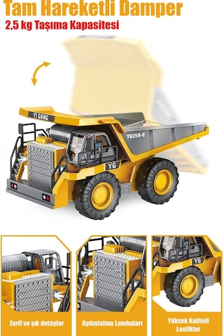 Işıklı Sesli Uzaktan Kumandalı Metal Alaşım Hareketli Damperli Taşıyıcı Kamyon İnşaat Aracı