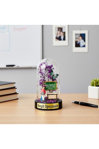 Sıralı Biblolu Ters Fanus - Öğretmenler Günü Hediyesi