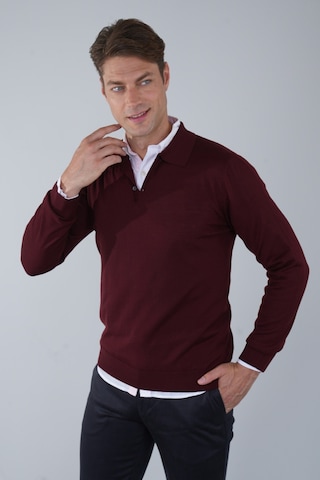 Bisse Bordo Düğmeli Polo Yaka Erkek Yün Triko Tr24k24201 D25 Bordo