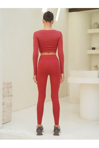 Gaia Çapraz Detay Uzun Bordo Tayt Bordo