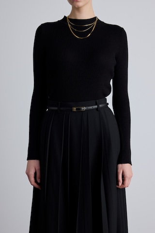 Dikdörtgen Tokalı İnce Kemer Siyah Siyah