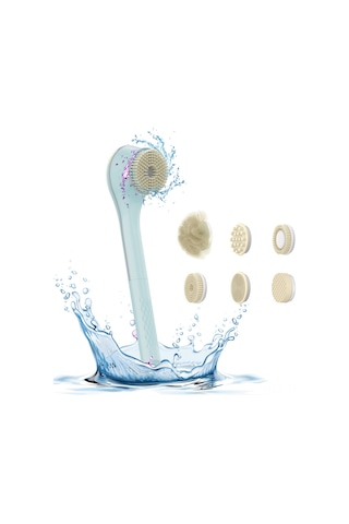 Tenfowee Type-c Şarjlı 15w Akıllı Vücut Fırçası, 360 Dönebilen 3 Hızlı Ipx7 Su Geçirmez Masaj Fırçası, 6 Başlık Seti Yeşil