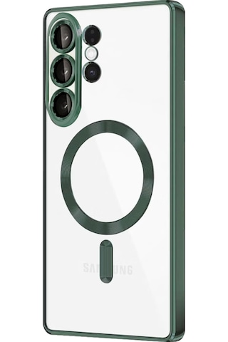 Samsung Galaxy S26 Ultra Uyumlu Kılıf Kamera Lens Koruyuculu Magsafe Özellikli Telefon Kılıfı Kapak Koyu Yeşil