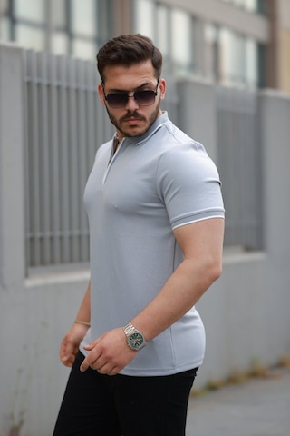 Veraura Lifestyle Erkek Fermuar Yakalı Çizgi Detaylı Kısa Kollu Tişört gri