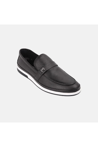 Forelli Marcomen 15166 Loafer Delikli Yazlık Deri Erkek Ayakkab Siyah