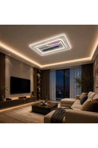 Akıllı Tavan Ayarlanabilir Klima Modu Bluetooth Bağlı Hoparlör Sistemli Ayarlanabilir Renk Ve Dimmer Özelliği Beyaz Panel