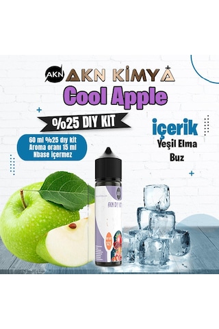 Cool Apple Yoğun Dıy Kit Yeşil Elma Buz Gıda Aroması %25 Oranda Aroma İçerir Hazır Değildir 60 Ml