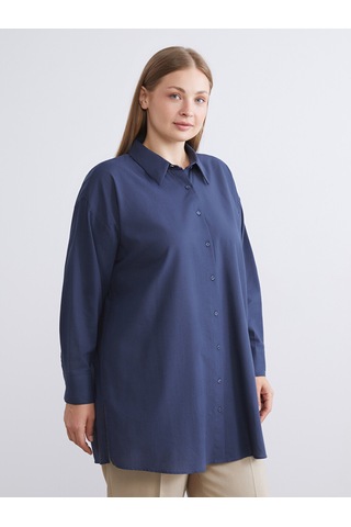 Lcw Modest Lacivert Loose Fit Kadın Gömlek Tunik