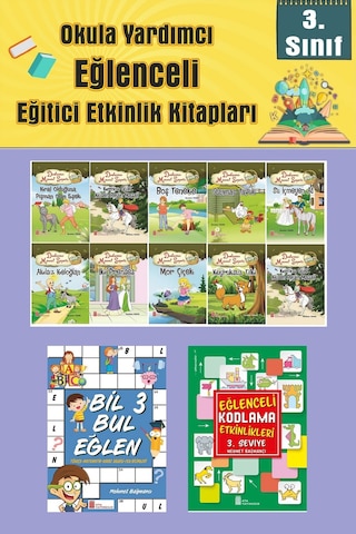 3.sınıflar İçin Okumayı Sevdiren 10 Lu Hikaye Seti -bil Bul Eğlen-kodlama Okulda Evde Tatilde