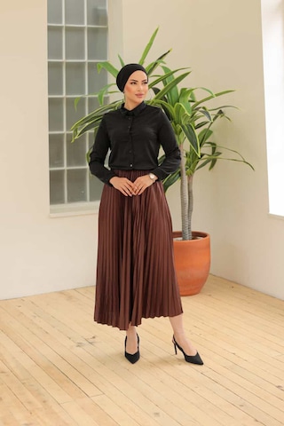 Storm Wear Kadın Pliseli Bel Lastikli Etek Kahverengi Storm Wear Kadın Pliseli Bel Lastikli Etek Kahverengi