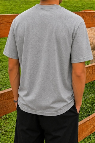 Tarz Cool Erkek Regular Fit Bisiklet Yaka Basic Tişört 2 İplik Şardonsuz %100 Pamuk Günlük Rahat T-shirt Gri