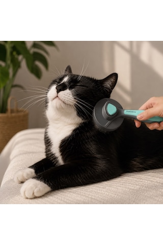 Patikadan Otomatik Tuşlu Kendini Temizleyen Kedi Köpek Tarağı