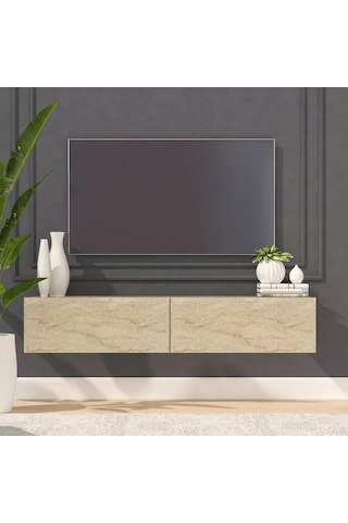 Tv Ünitesi Tv Sehpası Tv Alt Sehpası Traverten Mdf 140 Cm