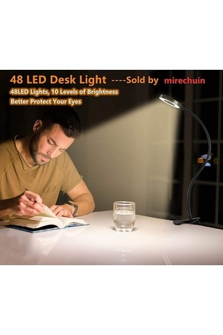 Dancemonkey Klipsli Okuma Işıkları 3 Renk Modları İle 48 Led Usb Masa Lambası 10 Parlaklık Seviyeli 360 Esnek03 2 2