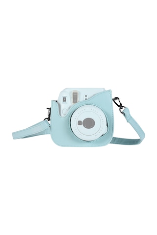 Maiyame Fujifilm Instax Mini 9/8/8+ İçin Şık Pu Fotoğraf Makinesi Kılıfı - Su Geçirmez, Omuz Askılı, Buz Mavisi