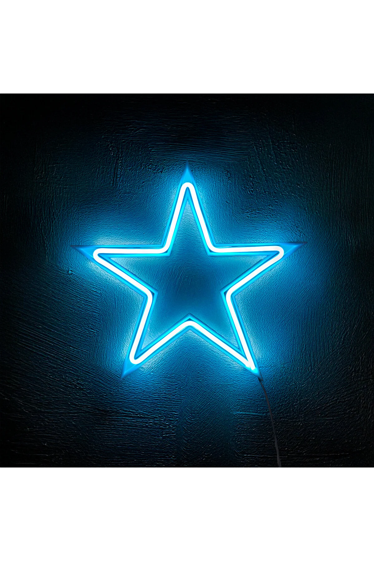 Yıldız Neon Led 3d Baskı 25 Cm Buz Mavisi