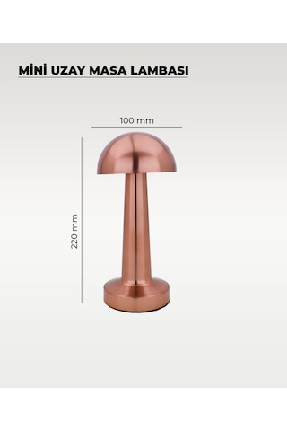 Rose Mantar Masa Lambası - Dokunmatik - 3 Renk Işık Rose