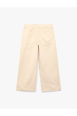 Koton Pamuklu Düğmeli Normal Bel Cep Detaylı Bol Paça Pantolon - Culotte Jeans Ekru 7wal40022mw