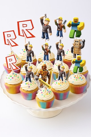 Kürdan Roblox Temalı 10lu Doğum Günü Cupcake İkramlık Süsü