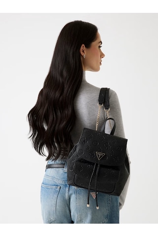 Guess Cresidia 4g Şakayık Logolu Kadın Mini Sırt Çantası Hwpd9888310 Siyah