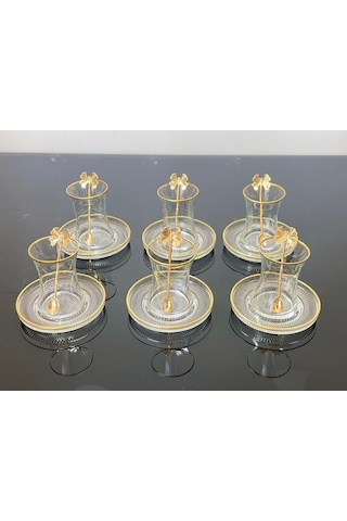 Atabey Home Çay Set 18 Parça 6 Kişilik Kelebek Çay Kaşıklı Çok Renkli