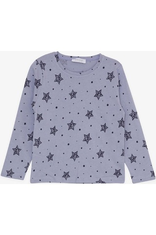 Breeze Kız Çocuk Pijama Takımı Yıldız Desenli 1.5-5 Yaş, Lila-lila Lila