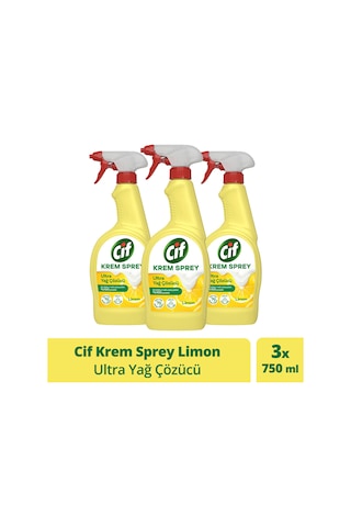 Cif Yüzey Temizleyici Krem Sprey Ultra Yağ Çözücü 3 x 750 ML